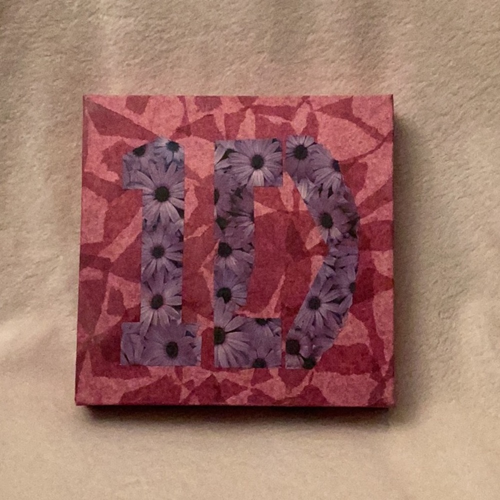 1D One Direction Wall/Shelf Home Decor ~ Homemade ~ Pink Purple ~ 8" x 8"